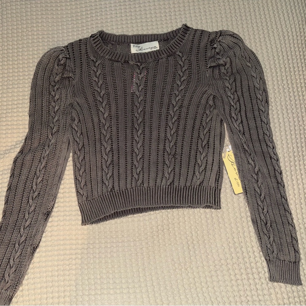 Medium Vintage Grey Cotton Knit Long Sleeve